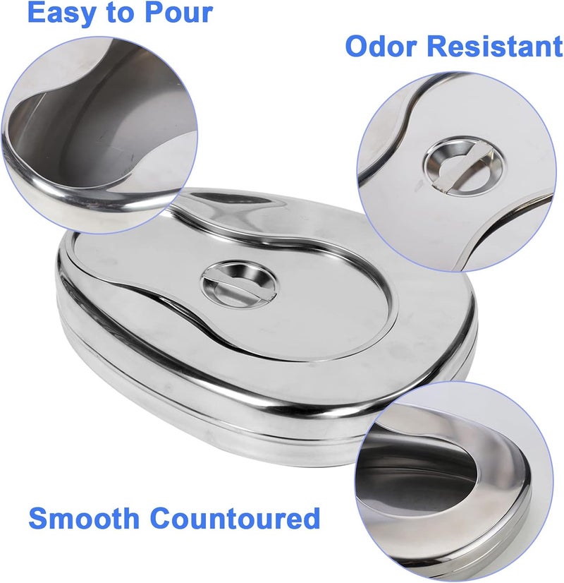 HAOAD Store Stainless Steel Bed Pan Set with 60 Bedpan Liners Disposable and Absorbent Pad, Bed Pans for Elderly Females Spill Proof Bedpans for Elderly Women Men Comfortable Heavy Duty Bedpans with Lid - Image 3